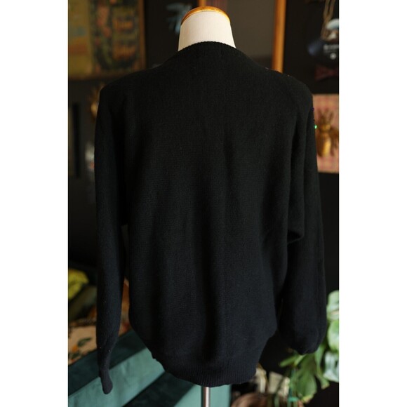 Vintage In Charge Black Floral Sequin Sweater Lambswool Angora Medium 80s - Picture 8 of 11